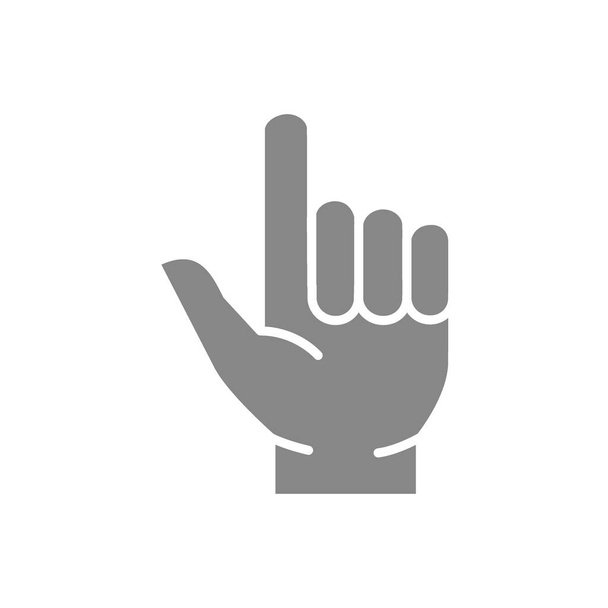 Két ujj fel szürke ikon. Célzó irány, pisztoly kézmozdulatok szimbólum - Vektor, kép