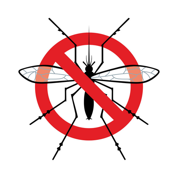 蚊は標識を禁止しない。抗蚊、昆虫制御記号を停止します。イラスト,透明背景のベクトル  - ベクター画像