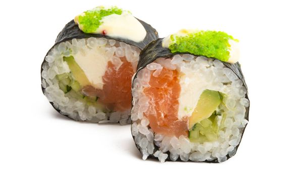 Sushi s lososem izolované na bílém pozadí - Fotografie, Obrázek