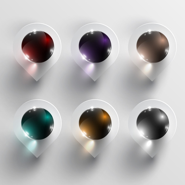 Set of realistic glass pin - Вектор,изображение