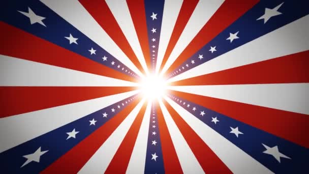 Четверте липня: Американська фонова петля / 4k анімація абстрактного прапора США з зірками і смугами всередині графічного тунелю. - Кадри, відео