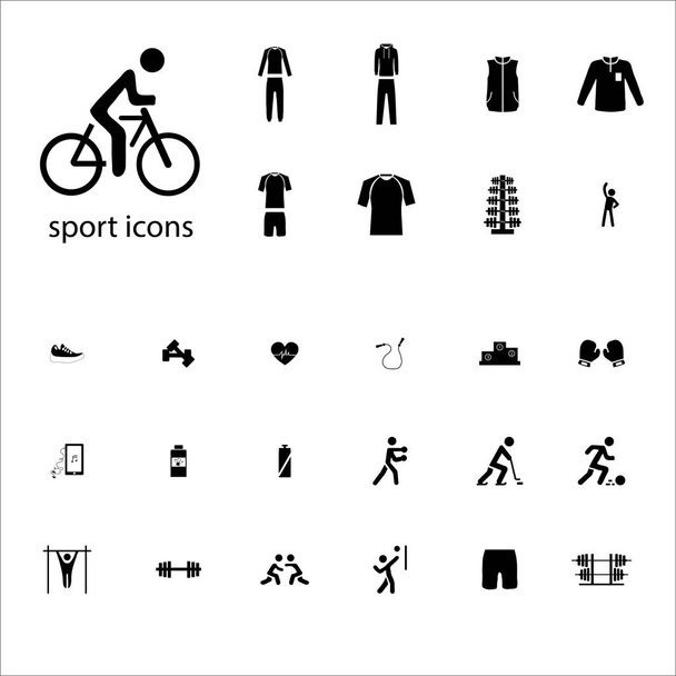 Набір спортивних приладдя Векторні суцільні значки
 - Вектор, зображення