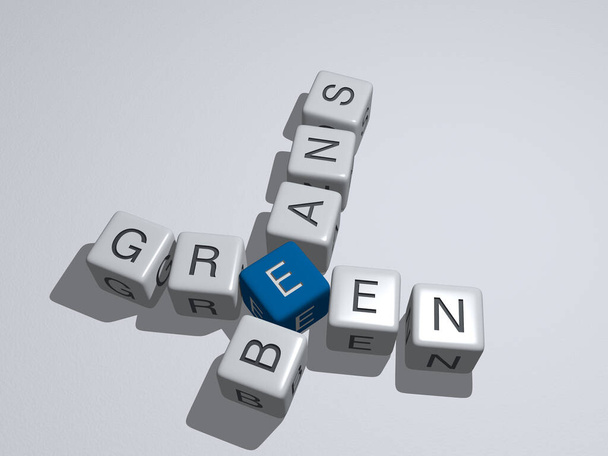 Şükran Günü: Yeşil Fasulyeler zar harfleri ve renk geçişleriyle birleştirilerek konseptin ilgili anlamları elde edilir. arkaplan ve resimleme - Fotoğraf, Görsel