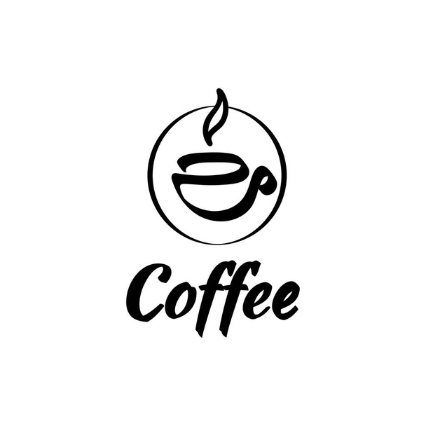 Vector illustration logo coffee with an abstract cup, black and white - Vektori, kuva