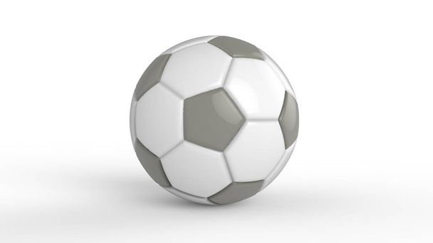 pelota de cuero de plástico de fútbol gris de tela metálica aislada sobre fondo negro. Ilustración de renderizado 3D de fútbol
. - Foto, Imagen