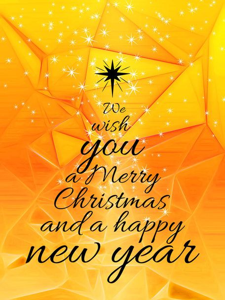 Χριστουγεννιάτικη ευχετήρια κάρτα με διακοσμητικό κείμενο σε κίτρινο φόντο - Φωτογραφία, εικόνα