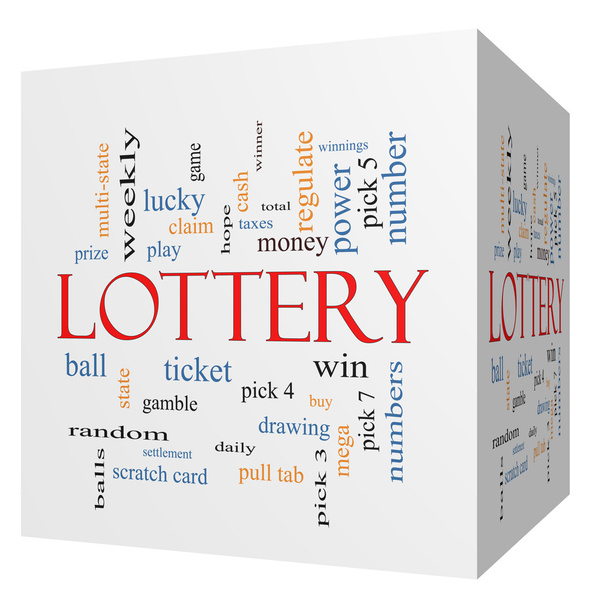 Lottery 3D cube Word Cloud Concept - Photo, Image
