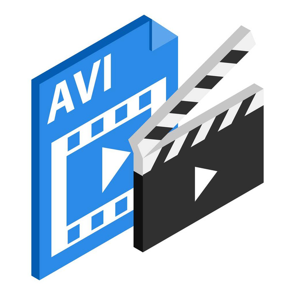 Icono de archivo Avi, estilo isométrico
 - Vector, imagen