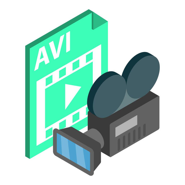 Video file icon, isometric style - Vetor, Imagem