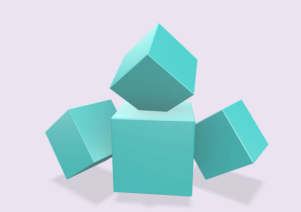 Rendering 3D Cubi colorati su sfondo bianco - Foto, immagini