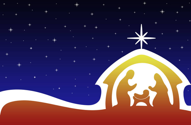 Noel tebrik kartı arkaplanı ve İsa 'nın Doğumu sahnesi - Fotoğraf, Görsel