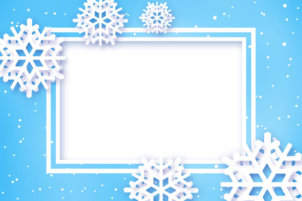 Blue Christmas winter background with snowflakes decorations - Fotografie, Obrázek