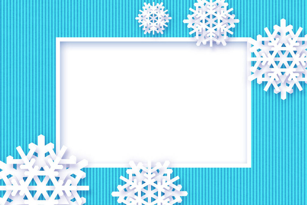 Blue Christmas winter background with snowflakes decorations - Valokuva, kuva