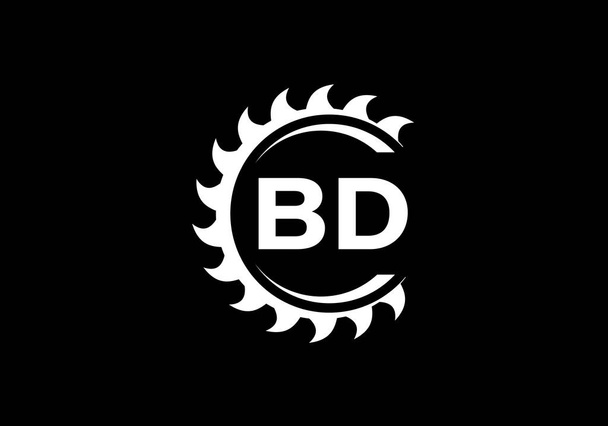 Modelo inicial do vetor do projeto do logotipo da letra B D do monograma. B D Carta Logo Design
 - Vetor, Imagem
