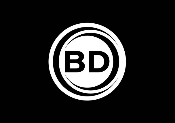 Modelo inicial do vetor do projeto do logotipo da letra B D do monograma. B D Carta Logo Design
 - Vetor, Imagem