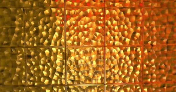Abstrakcyjny złoty wzór geometryczny 3D. Metalowe tło mozaiki na wypadek zdarzenia. Pętla animacji 3D 4k - Materiał filmowy, wideo