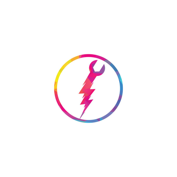 Flash Repair Logo Template Design Vector. Wrench thunder logo - Vector, imagen