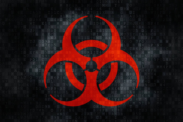 Koncept kybernetické bezpečnosti: symbol infekce na digitálním pozadí - Fotografie, Obrázek