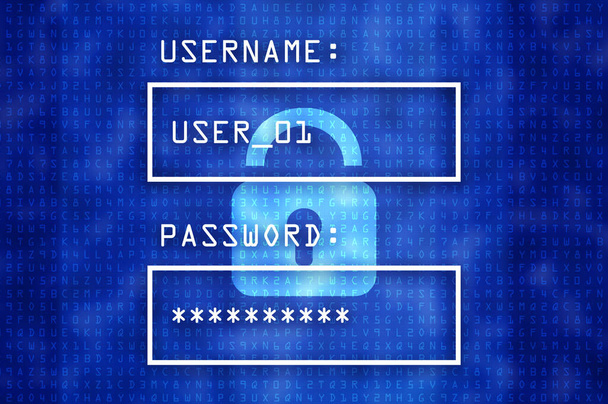 Ηλεκτρονικό υπόβαθρο έννοιας ασφάλειας: όνομα χρήστη και κωδικός πρόσβασης εισόδου - Φωτογραφία, εικόνα