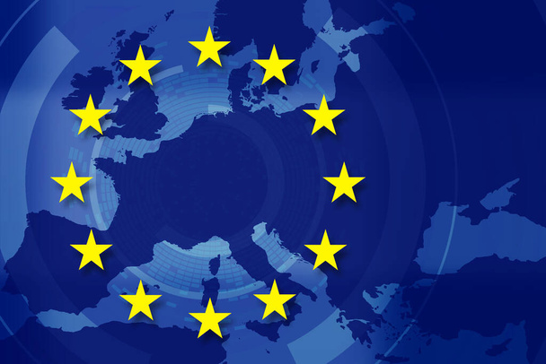 Kontekst bandery Unii Europejskiej - Zdjęcie, obraz