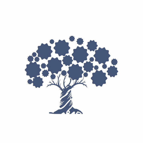 цифровая звезда синий логотип дерева и векторный значок - Вектор,изображение