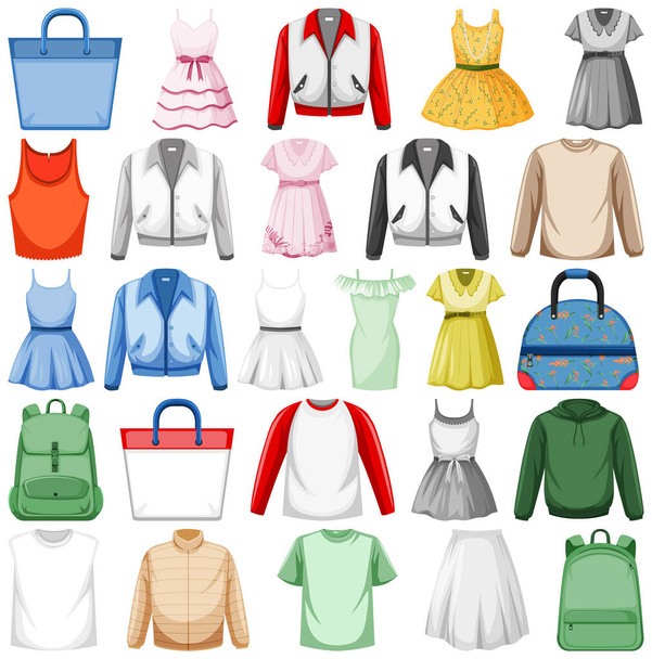 Set of fashion outfits illustration - Vector, Image