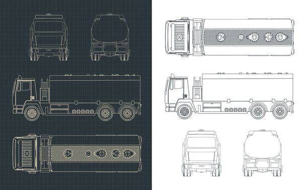 Gestileerde vector illustratie van een Fuel Truck tekeningen - Vector, afbeelding