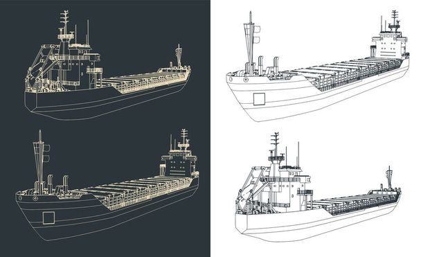 Illustration vectorielle stylisée d'un dessin de cargo sec - Vecteur, image