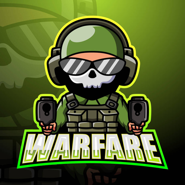 Wektor ilustracja projektu logo maskotki Warfare esport - Wektor, obraz