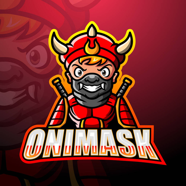 Ilustração vetorial de Oni máscara mascote esport logotipo design
 - Vetor, Imagem