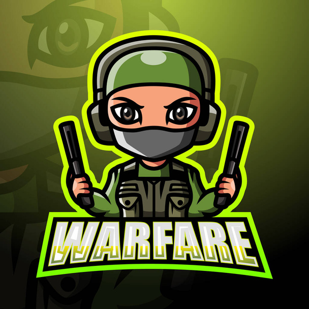 Ilustración vectorial del diseño del logotipo del esport de la mascota de Warfare
 - Vector, Imagen