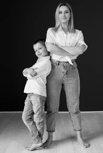 Mother and son. Black and white photo. - Fotó, kép
