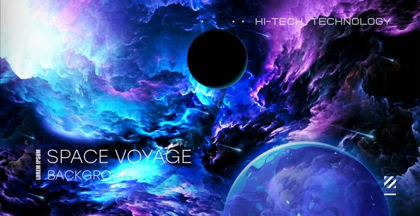 Vector illustration of space, planets and galaxy for poster, banner or background. Abstract drawings of the future, science fiction and astronomy. - Vector, Image