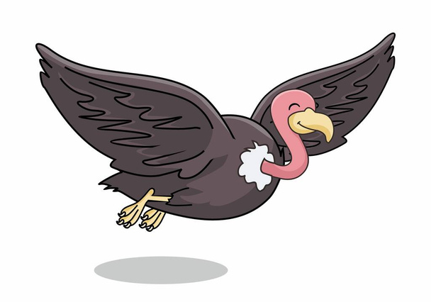 Vulture Bird Flying Cartoon Isolated Illustration - Vector, Image