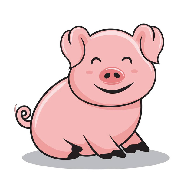 Pig Cartoon Cute Swine Illustration - Vector, Image