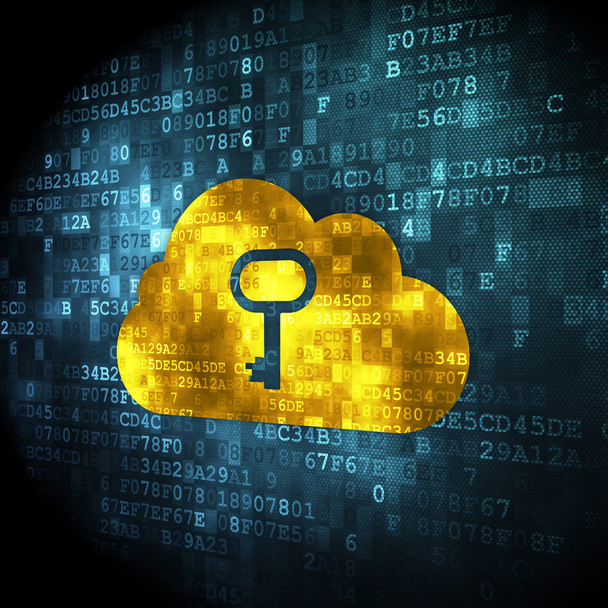 Conceito de rede de nuvem: Nuvem com chave em fundo digital
 - Foto, Imagem