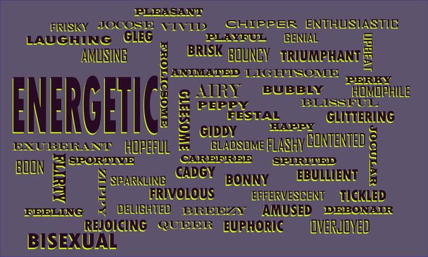 Energetic Word reflect people love relation presented with similar type of text on educational abstract clouds. - Vector, Image