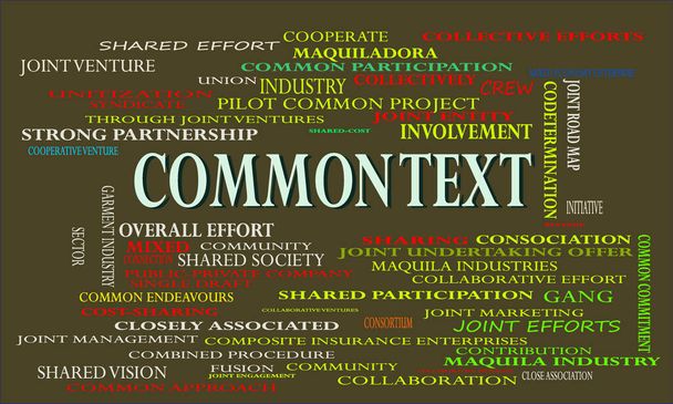 Gemeinsamer Text, eine unternehmensbezogene Terminologie, die auf einem abstrakten Hintergrund für kommerzielle Bildungszwecke erstellt wurde. - Vektor, Bild