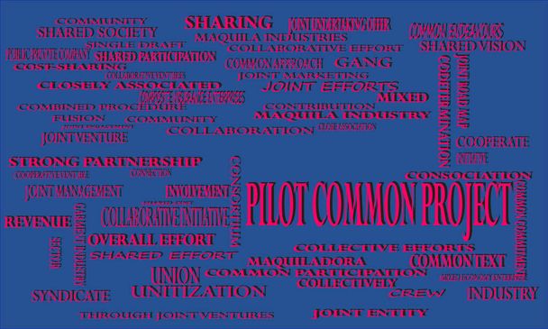 Pilot Common Project - терминология, связанная с бизнесом, созданная на абстрактном фоне "облака слов" для целей коммерческого образования. - Вектор,изображение