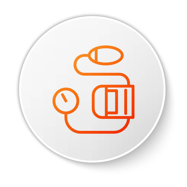 Línea naranja Icono de presión arterial aislado sobre fondo blanco. Botón círculo blanco. Ilustración vectorial
. - Vector, Imagen
