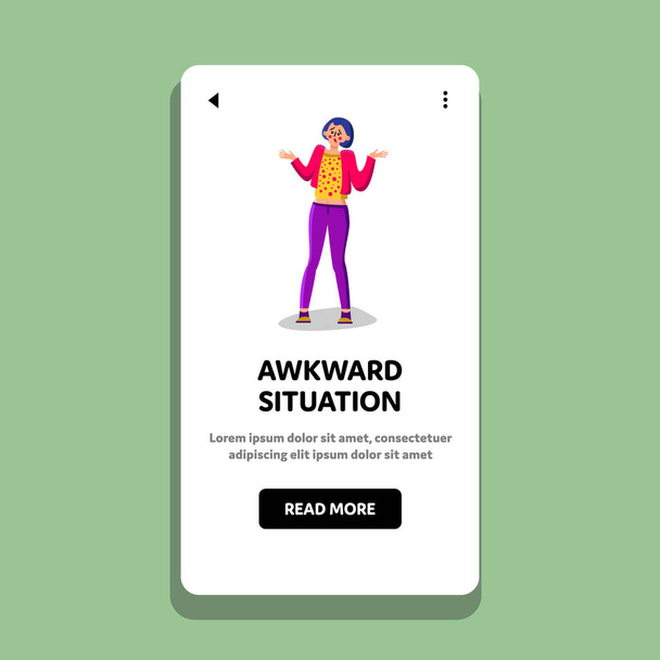 Awkward Situation Startled And Unsure Girl Vector - Vector, Image