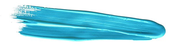 Turquesa azul cepillo carrera paiting sobre fondo aislado, lienzo acuarela textura - Foto, Imagen