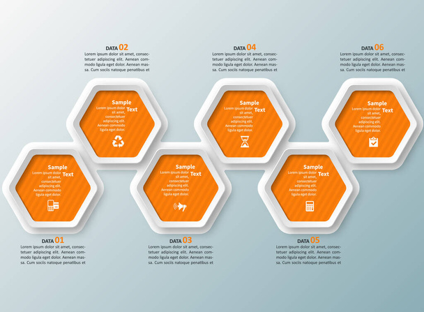 vector abstract 3d paper infographic elements.Hexagon infographics.Honeycomb design - Vettoriali, immagini