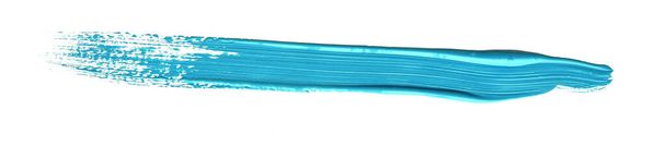 Tyrkysově modrý tah štětce malování přes izolované pozadí, plátno akvarel textury - Fotografie, Obrázek