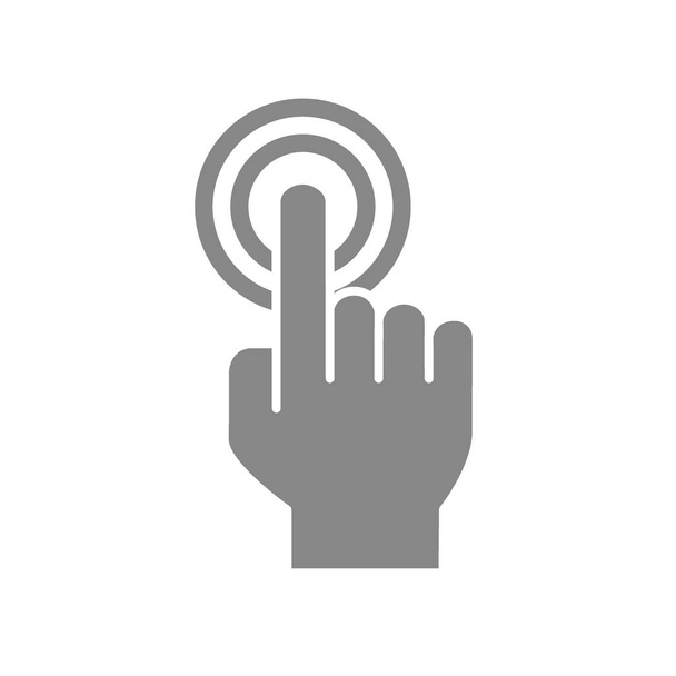 Double tap with one finger grey icon. Finger touch, cursor pointer symbol - Vector, Image