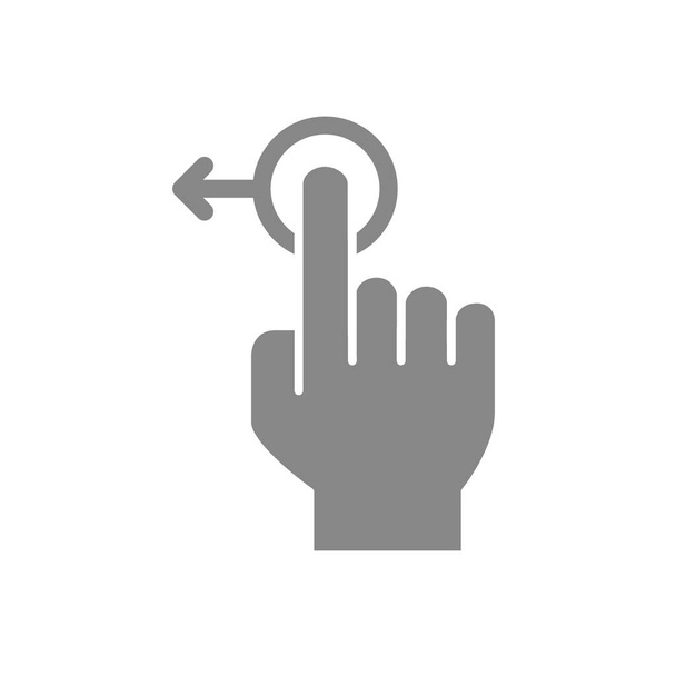 Um toque e deslize para a esquerda ícone cinza. Toque na tela símbolo gesto mão
 - Vetor, Imagem