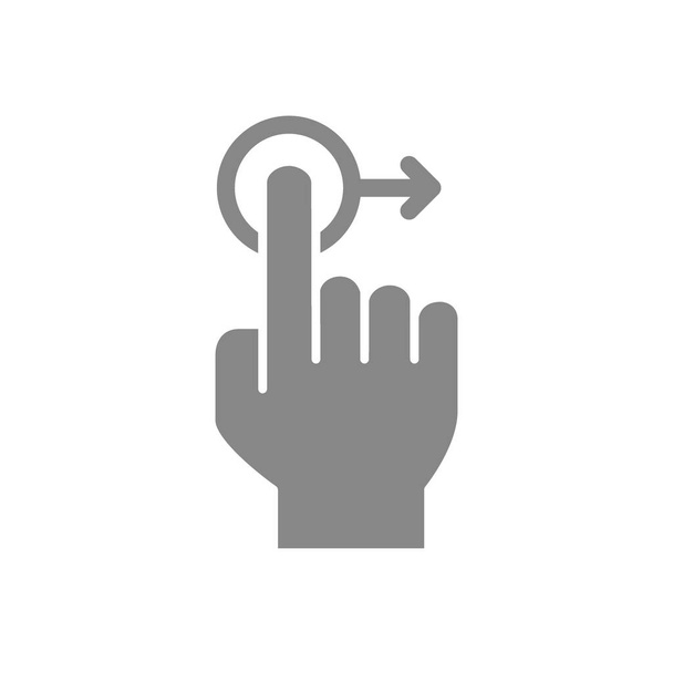 Ein Tastendruck und wischen Sie rechts grau Symbol. Handgesten-Symbol für Touchscreen - Vektor, Bild