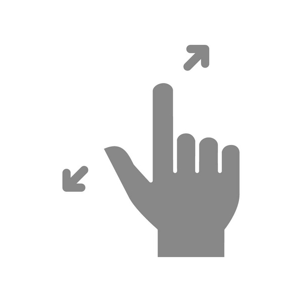 Zoom with two fingers grey icon. Touch screen hand gesture symbol - Vector, Image