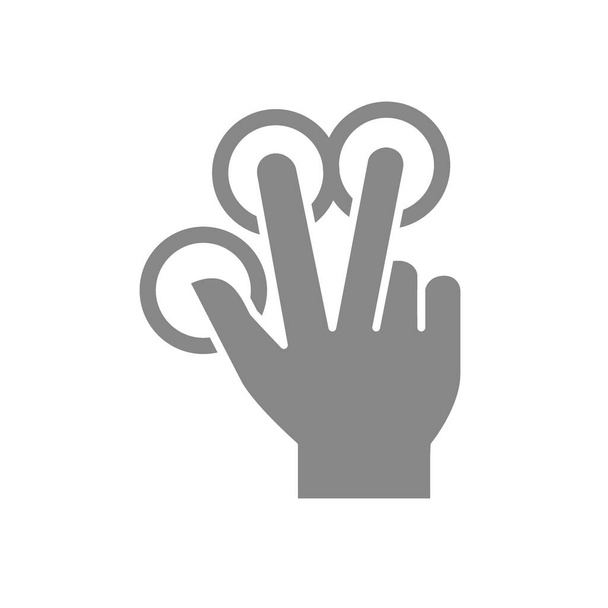 Multitouch para tres dedos icono gris. Tocar pantalla dedo gesto símbolo
 - Vector, Imagen