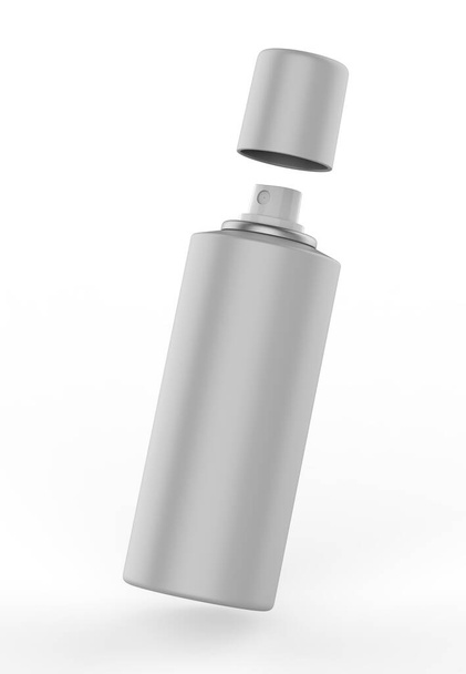 Tyhjä alumiini deodorantti spray tölkki tuotemerkin ja mallintaa. 3d havainnollistaminen. - Valokuva, kuva
